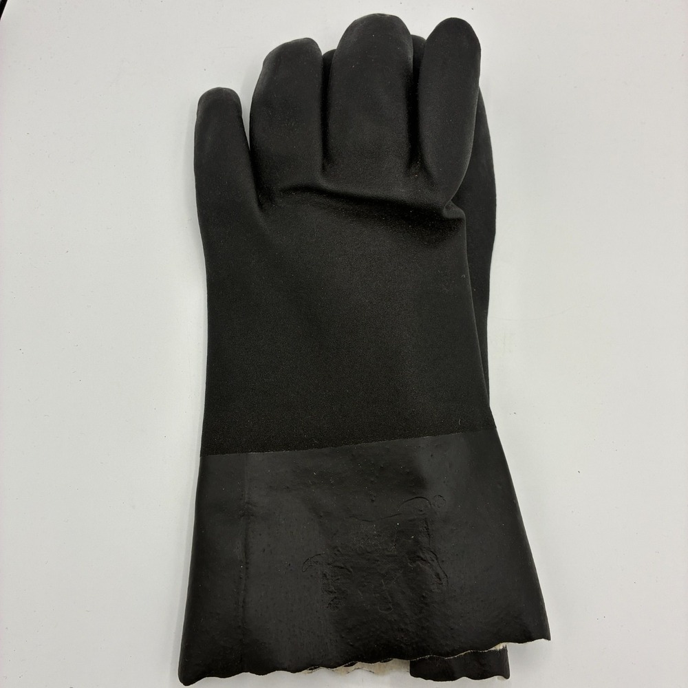 Brahma Quality Black PVC Gauntlet Work Gloves Cotton Lined Chemical Resist